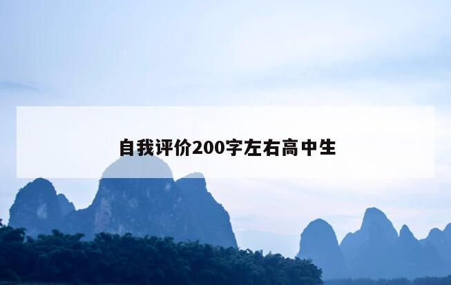 自我评价200字左右高中生